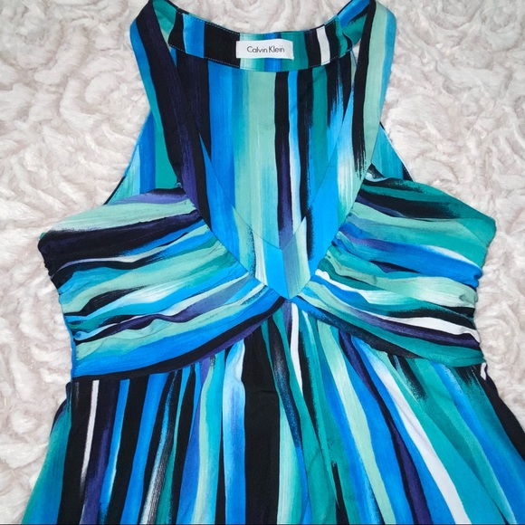 Calvin Klein Watercolor Striped Print Dress - Picture 2 of 5